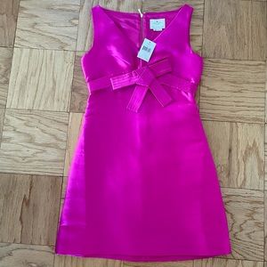 NWT Kate Spade pink silk A-line dress with bow